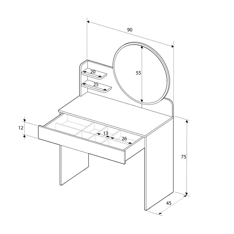 Τουαλέτα με Καθρέπτη Dior Χρώμα Λευκό 90x45x138