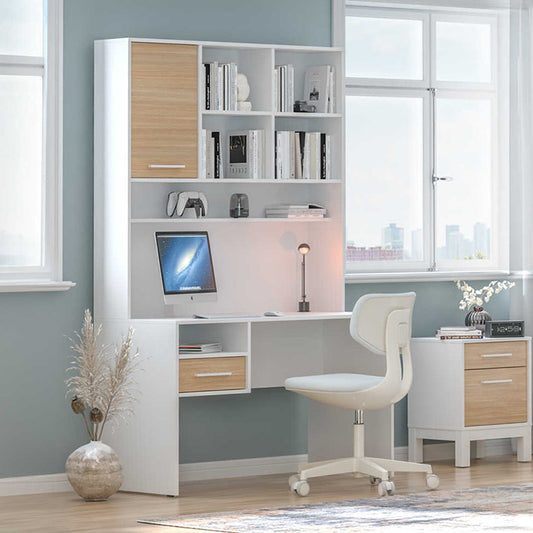 Γραφείο Εργασίας London Χρώμα Λευκό - Oak 120x60x196