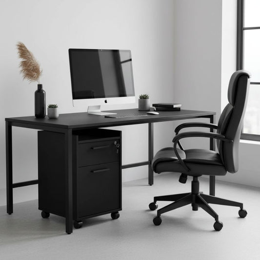 Συρταριέρα Γραφείου Gamer Τροχήλατη με Κλειδαριά Χρώμα Μαύρο 40x40x56