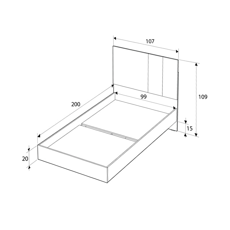 Κρεβάτι Terra Χρώμα Florida Oak 100x200εκ