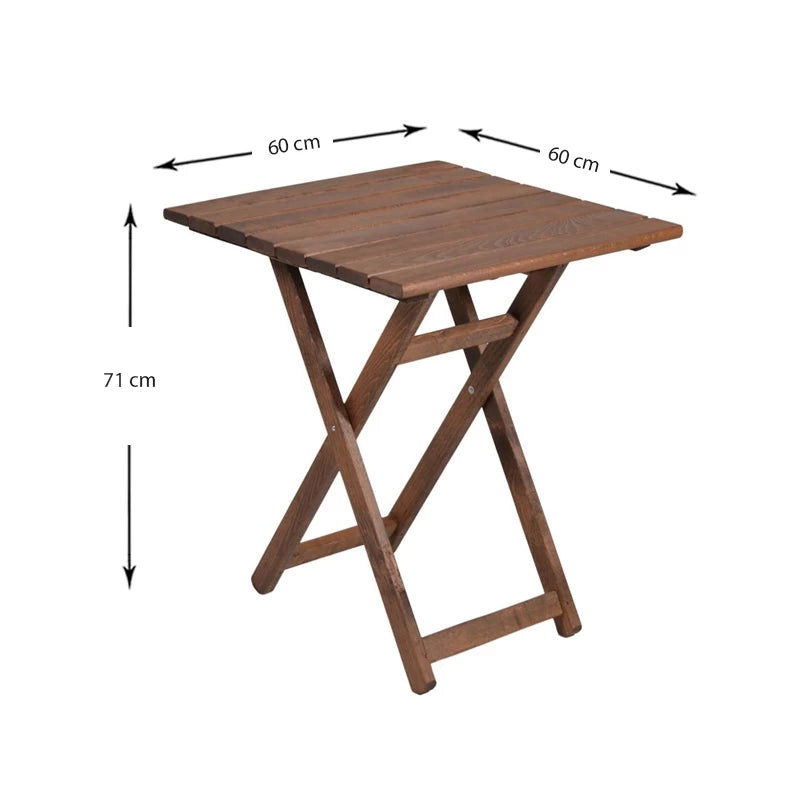 Τραπέζι Πτυσσόμενο Klara Από Ξύλο Οξιάς Σε Χρώμα Καρυδί Εμποτισμού 60X60X71