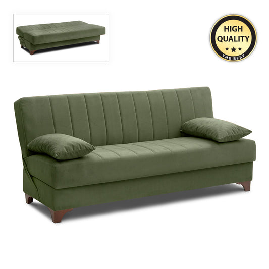 Καναπές - Κρεβάτι Victor Τριθέσιος Βελούδινος Με Αποθηκευτικό Χώρο Σε Χρώμα Λαδί 190X84X90