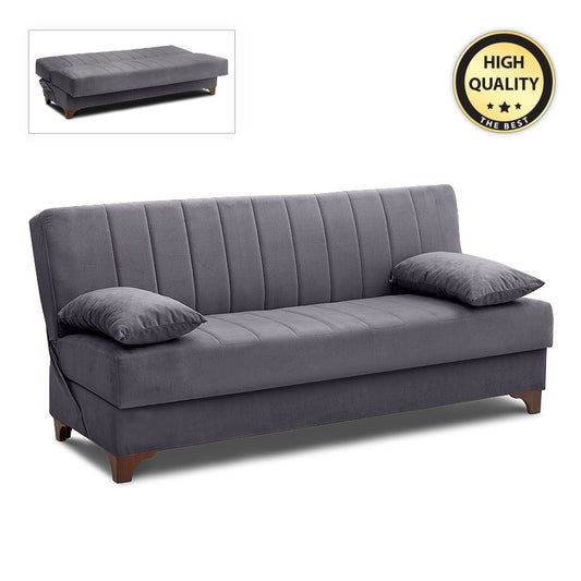 Καναπές - Κρεβάτι Victor Τριθέσιος Βελούδινος Με Αποθηκευτικό Χώρο Σε Χρώμα Σκούρο Γκρι 190X84X90