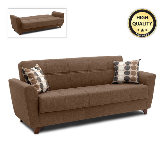 Καναπές - Κρεβάτι Jason Τριθέσιος Υφασμάτινος Με Αποθηκευτικό Χώρο Σε Σκούρο Καφέ 216X85X91