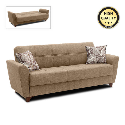 Καναπές - Κρεβάτι Jason Τριθέσιος Υφασμάτινος Με Αποθηκευτικό Χώρο Σε Μπεζ - Ανοιχτό Καφέ 216X85X91