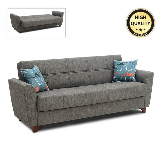 Καναπές - Κρεβάτι Jason Τριθέσιος Υφασμάτινος Με Αποθηκευτικό Χώρο Σε Χρώμα Γκρι 216X85X91