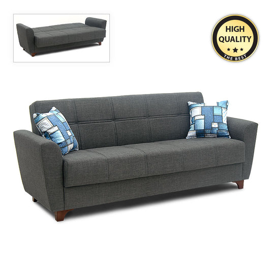 Καναπές - Κρεβάτι Jason Τριθέσιος Υφασμάτινος Με Αποθηκευτικό Χώρο Σε Σκούρο Γκρι - Μαύρο 216X85X91