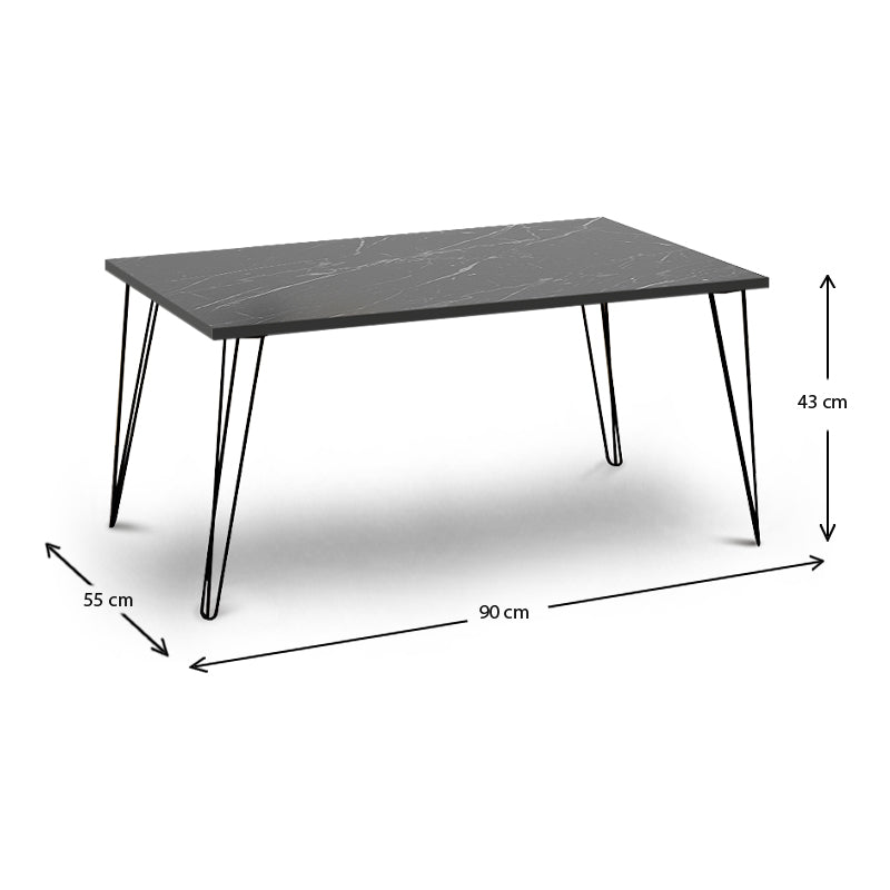 Τραπεζάκι Σαλονιού Fiona Μεταλλικό - Μελαμίνης Χρώμα Μαύρο Εφέ Μαρμάρου 90x55x43