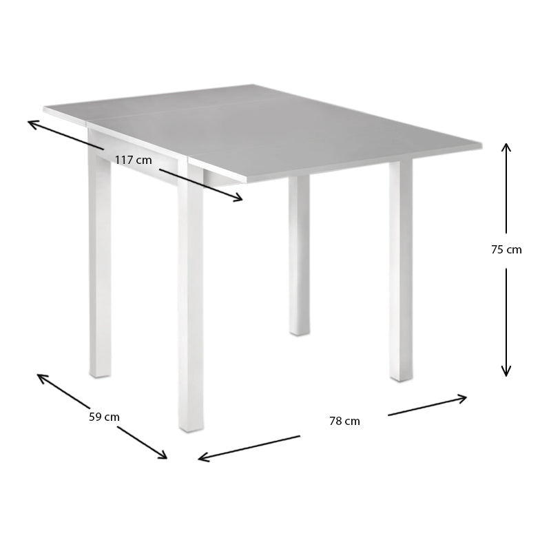 Τραπέζι Katlanir Επεκτεινόμενο Μεταλλικό - Μελαμίνης Χρώμα Λευκό 59X78X75 - 117X78X75