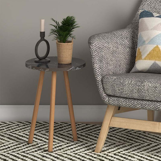 Βοηθητικό Τραπεζάκι Roma από Μελαμίνη Χρώμα Μαύρο Εφέ Μαρμάρου 33,5x33,5x46