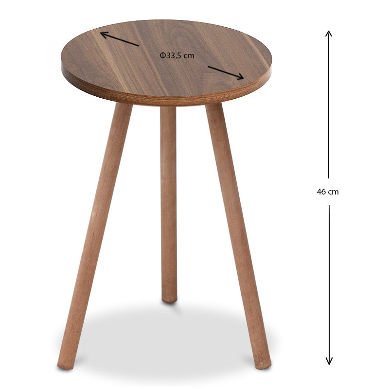 Βοηθητικό Τραπεζάκι Roma από Μελαμίνη Χρώμα Καρυδί 33,5x33,5x46