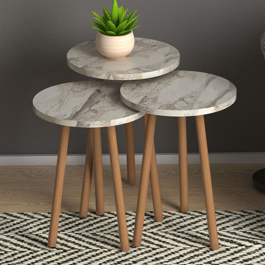 Βοηθητικά Τραπεζάκια Roma από Μελαμίνη Χρώμα - Εφέ Μαρμάρου