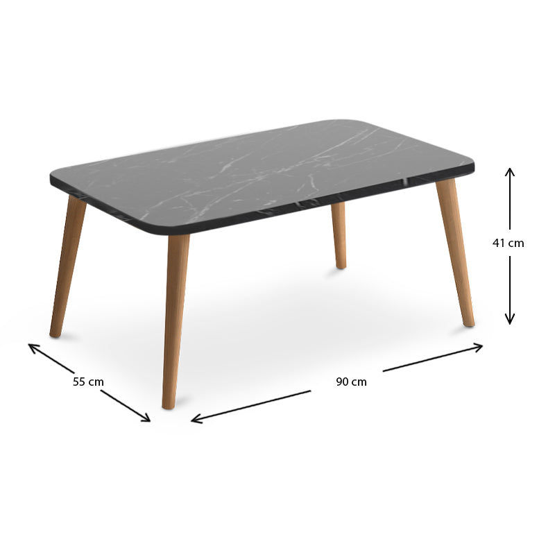 Τραπεζάκι Σαλονιού Soul από Μελαμίνη Χρώμα Μαύρο Εφέ Μαρμάρου 90x55x41
