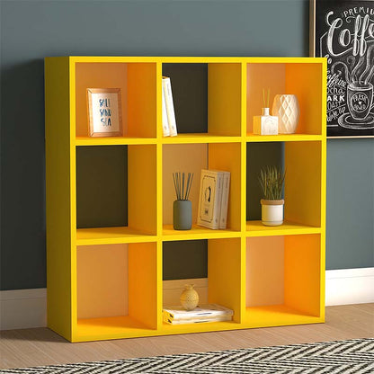Βιβλιοθήκη Cube Από Μελαμίνη Χρώμα Κίτρινο 90X30X90