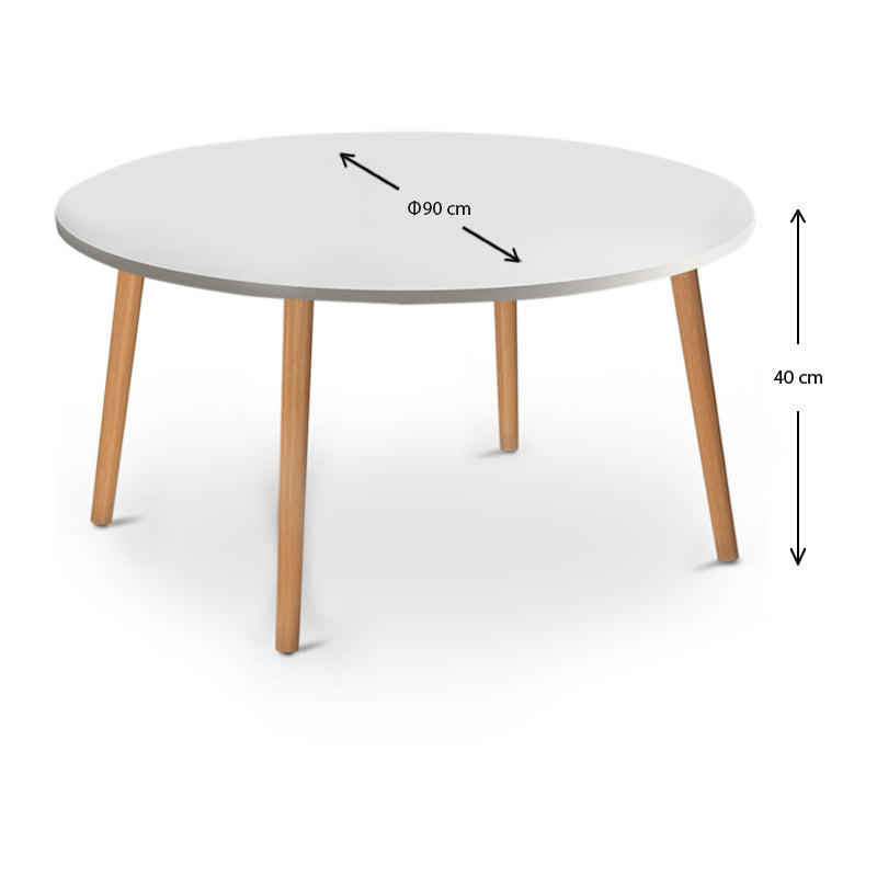 Τραπεζάκι Σαλονιού Circle από Μελαμίνη Χρώμα Λευκό 90x90x40