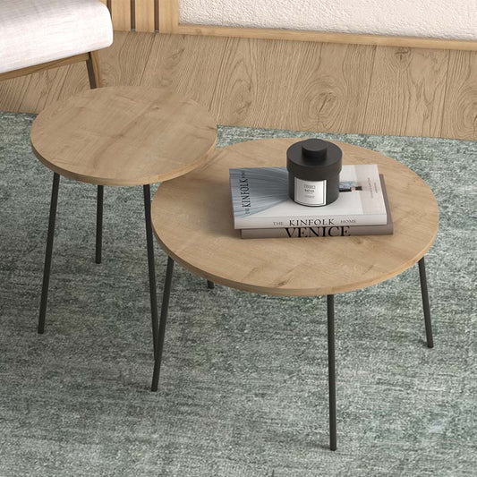 Σετ Τραπεζάκια Σαλονιού Select 2 Τμχ από Μελαμίνη Χρώμα Oak 60x60x47