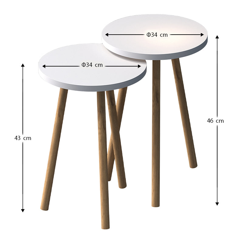 Τραπεζάκια Βοηθητικά Σετ 2 Τμχ Roma Χρώμα Λευκό Ø34x46