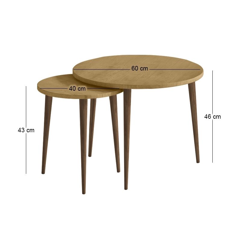 Τραπεζάκι Σαλονιού Σετ 2 Τμχ Nola Χρώμα Sapphire Oak Ø60x46