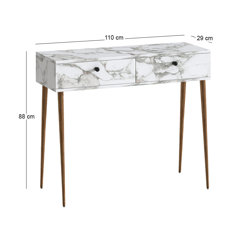 Κονσόλα Alis Χρώμα Λευκό Εφέ Μαρμάρου 110x29x88