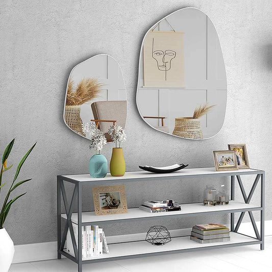 Σετ Καθρεφτών Τοίχου Denza 2 Τμχ Χρώμα Λευκό 100x80x2,2