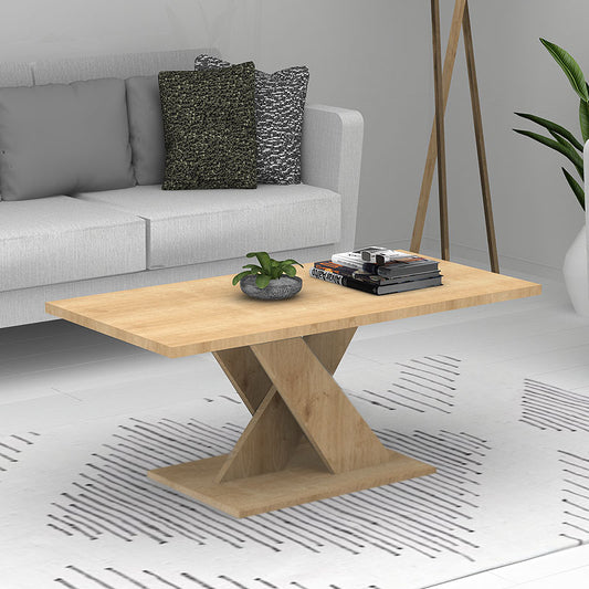 Τραπεζάκι Σαλονιού Marcello Μελαμίνης Χρώμα Φυσικό Οξιάς 110x55x48