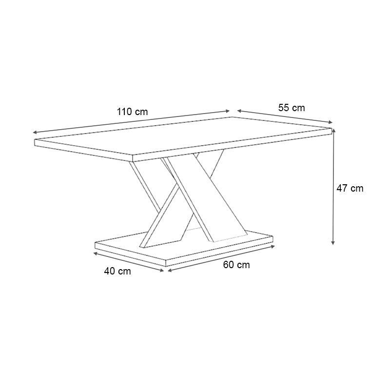 Τραπεζάκι Σαλονιού Marcello Χρώμα Λευκό 110x55x47