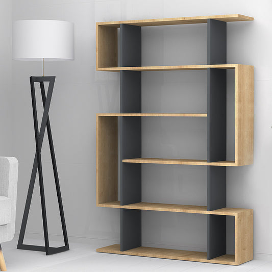 Βιβλιοθήκη Μελαμίνης Clint Χρώμα Sonoma - Ανθρακί 108x25x161