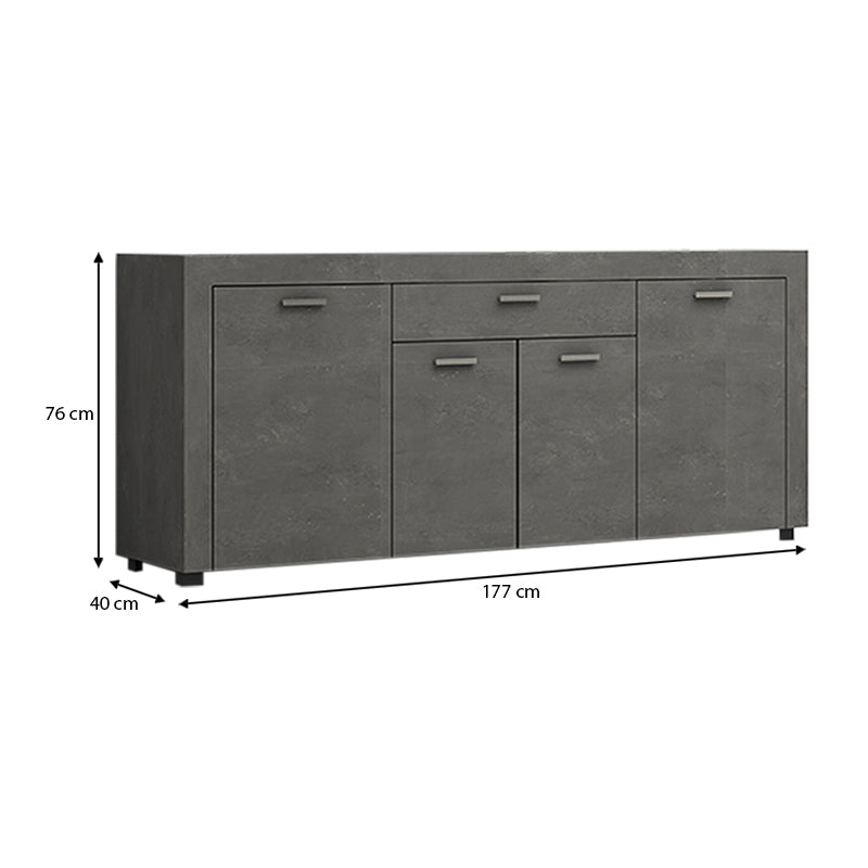 Μπουφές Μελαμίνης Joseph Χρώμα Γκρι Σκυροδέματος 177x40x76