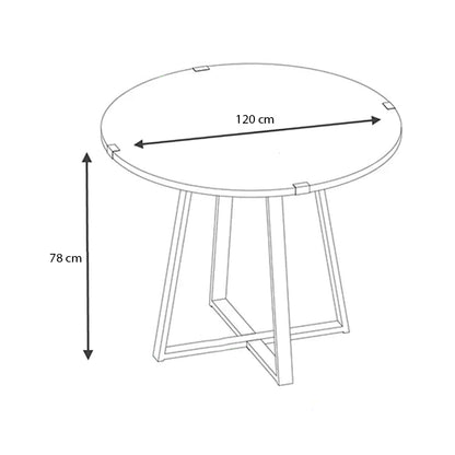 Τραπέζι Rubes Μεταλλικό - Μελαμίνης Χρώμα Sonoma - Ανθρακί 120X120X78