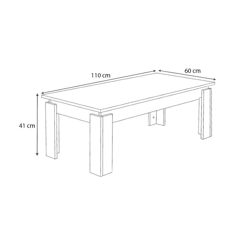 Τραπεζάκι Σαλονιού Seda Μελαμίνης Χρώμα Φυσικό Οξιάς 110x60x41