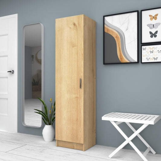 Ντουλάπα Ρούχων - Παπουτσοθήκη Petro Μονόφυλλη Χρώμα Φυσικό Οξιάς 45x38x180