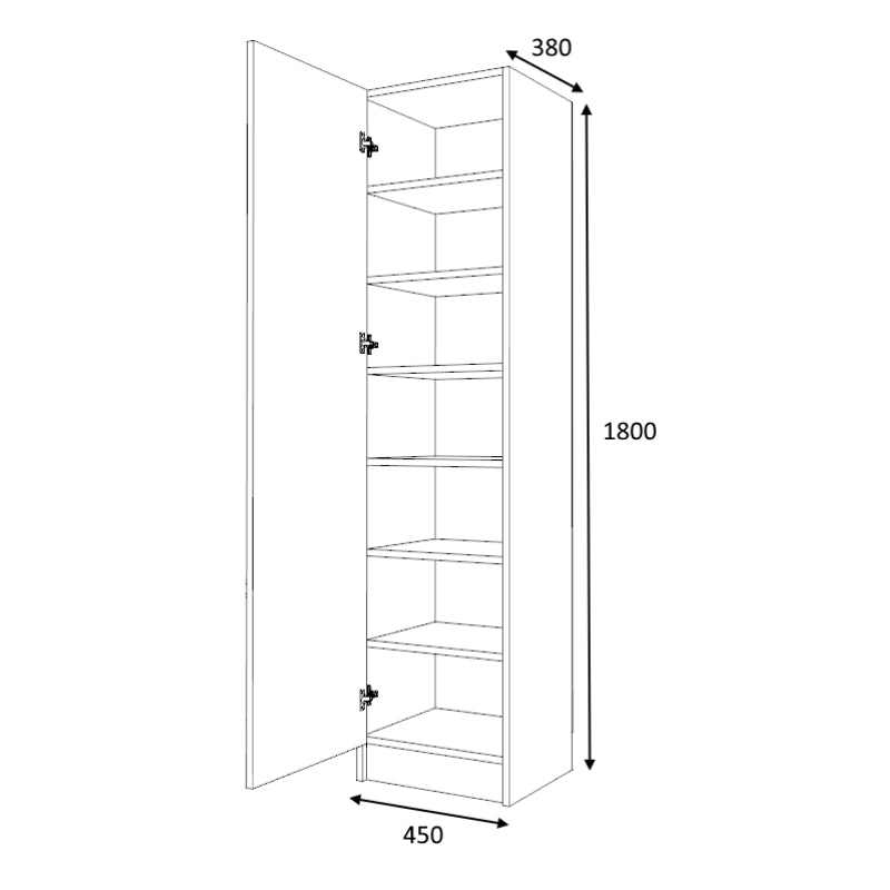 Ντουλάπα Ρούχων - Παπουτσοθήκη Petro Μονόφυλλη Χρώμα Καρυδί 45x38x180