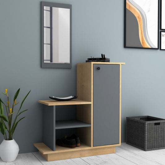 Έπιπλο Εισόδου Cute Χρώμα Φυσικό Οξιάς - Ανθρακί 90x35x95