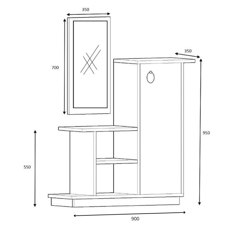 Έπιπλο Εισόδου Cute Χρώμα Φυσικό Οξιάς - Ανθρακί 90x35x95
