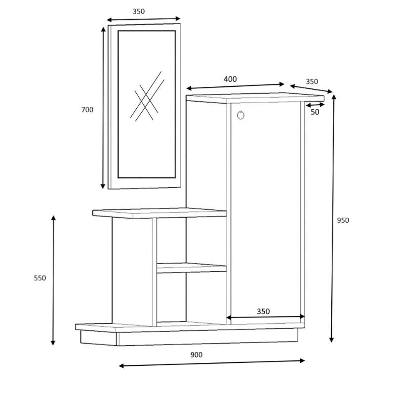 Έπιπλο Εισόδου Cute Χρώμα Καρυδί 90x35x95