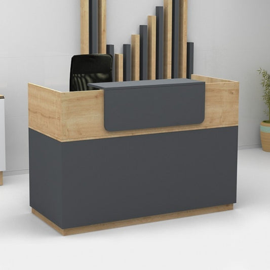 Γραφείο Reception Lemmon Χρώμα Φυσικό Οξιάς - Ανθρακί 120x70x110