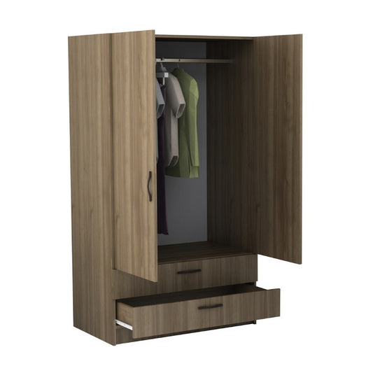 Ντουλάπα Ρούχων Victoria Δίφυλλη με Συρτάρια Χρώμα Καρυδί 100x60x181