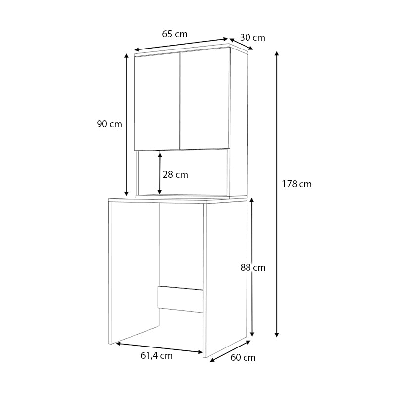 Έπιπλο Πλυντηρίου Cozen Χρώμα Φυσικό Οξιάς 65x60x178