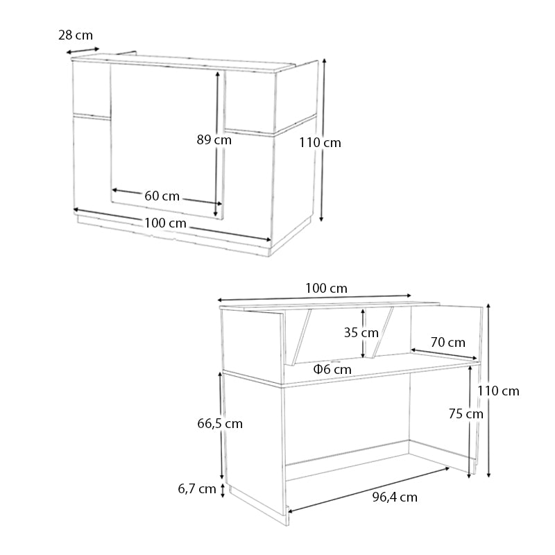 Γραφείο Υποδοχής - Reception Gemini Χρώμα Λευκό 100x70x110