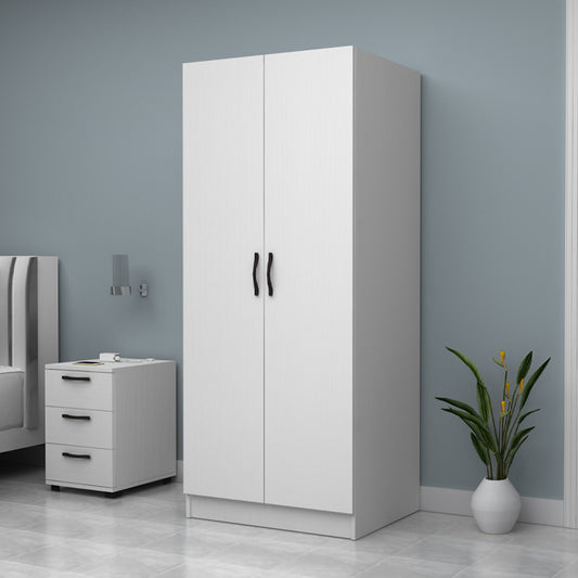 Ντουλάπα Ρούχων Vivian Δίφυλλη Χρώμα Λευκό 80x51,8x181