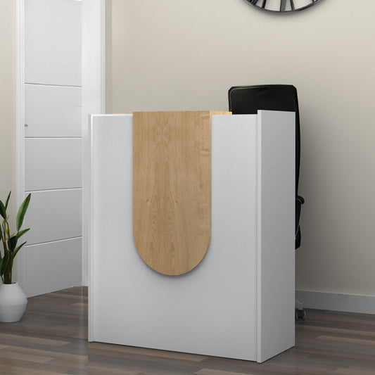 Γραφείο Υποδοχής - Reception Mezzo Χρώμα Λευκό - Φυσικό Οξιάς 90x40x110