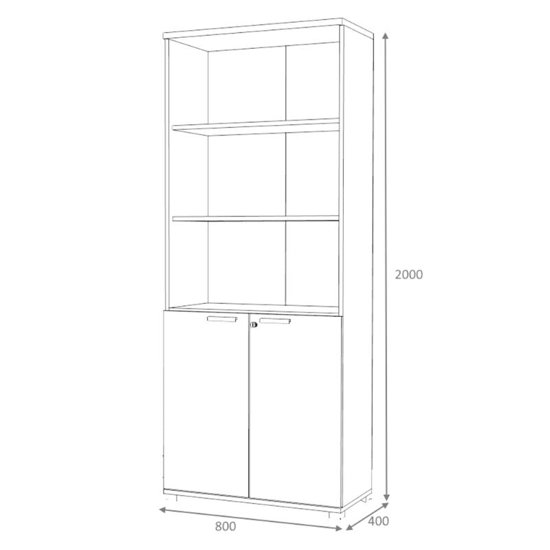 Βιβλιοθήκη Γραφείου Επαγγελματική Venturo Χρώμα Ανθρακί - Φυσικό Οξιάς 80x40x200