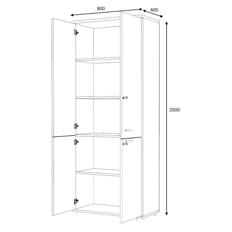 Ντουλάπα Γραφείου Επαγγελματική Venturo Χρώμα Ανθρακί - Φυσικό Οξιάς 80x40x200