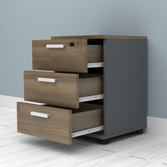 Συρταριέρα Γραφείου με Κλειδαριά Επαγγελματική Venturo Χρώμα Ανθρακί - Καρυδί 39x40x57