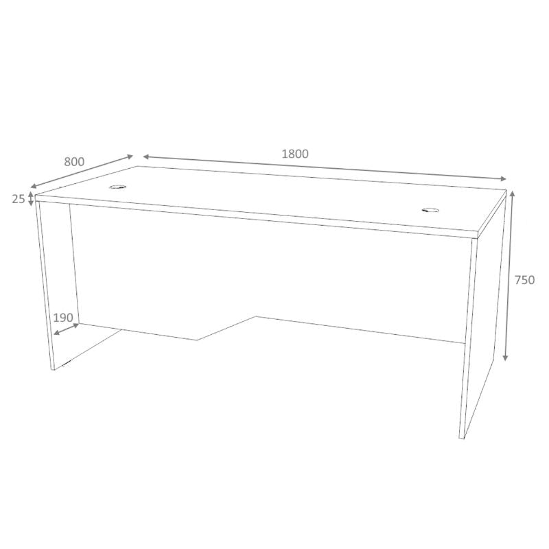 Γραφείο Επαγγελματικό Venturo Χρώμα Ανθρακί - Φυσικό Οξιάς 180x80x75