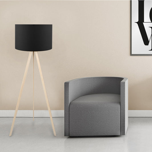 Φωτιστικό Δαπέδου Rosling MDF/Ύφασμα PVC Χρώμα Φυσικό/Μαύρο 38x21x140