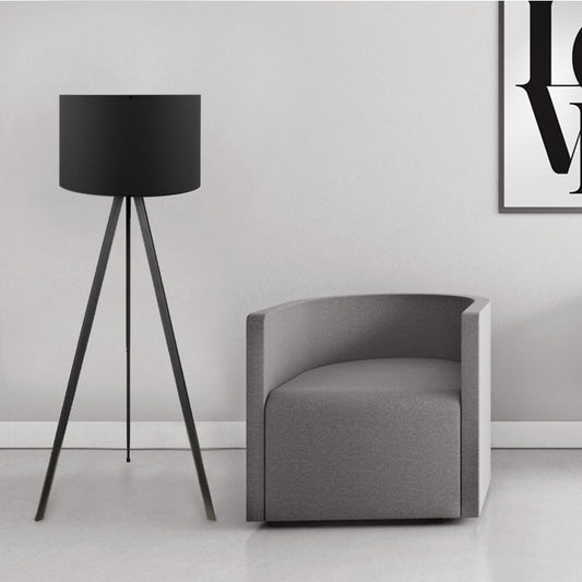 Φωτιστικό Δαπέδου Rosling MDF/Ύφασμα PVC Χρώμα Μαύρο 38x21x140