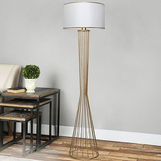 Φωτιστικό Δαπέδου Clarke Μέταλλο/Ύφασμα Χρώμα Χρυσό/Λευκό 38x21x155