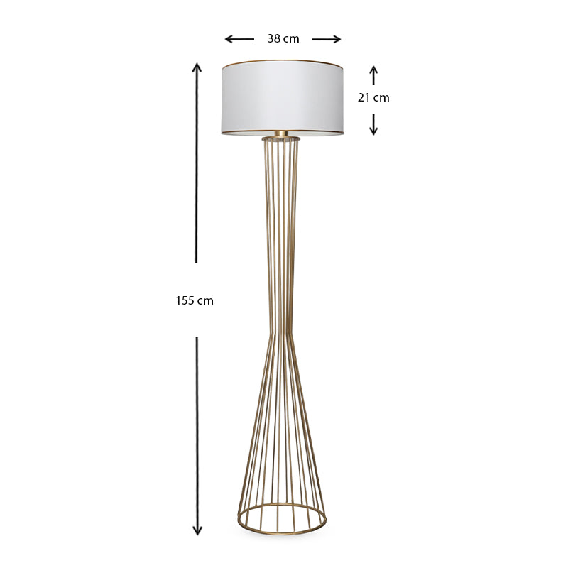 Φωτιστικό Δαπέδου Clarke Μέταλλο/Ύφασμα Χρώμα Χρυσό/Λευκό 38x21x155
