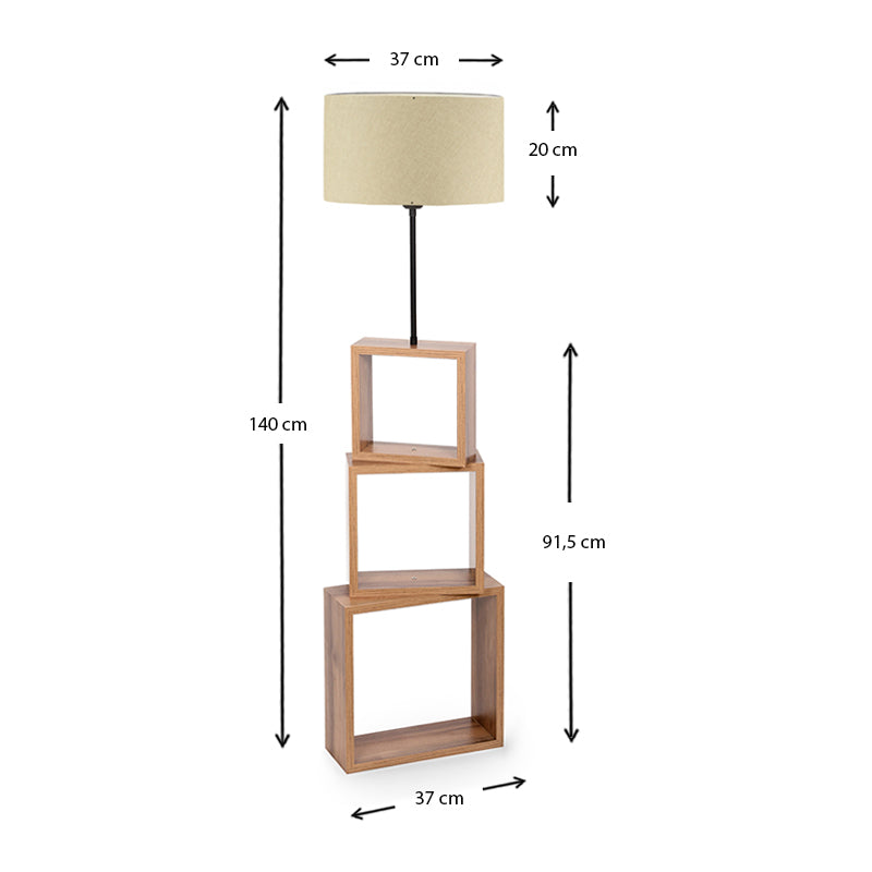 Φωτιστικό Δαπέδου Claude MDF/Fabric PVC Χρώμα Καφέ/Μπεζ 37x20x140